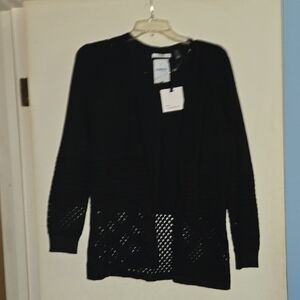 89th & Madison Black Open-Front Cardigan